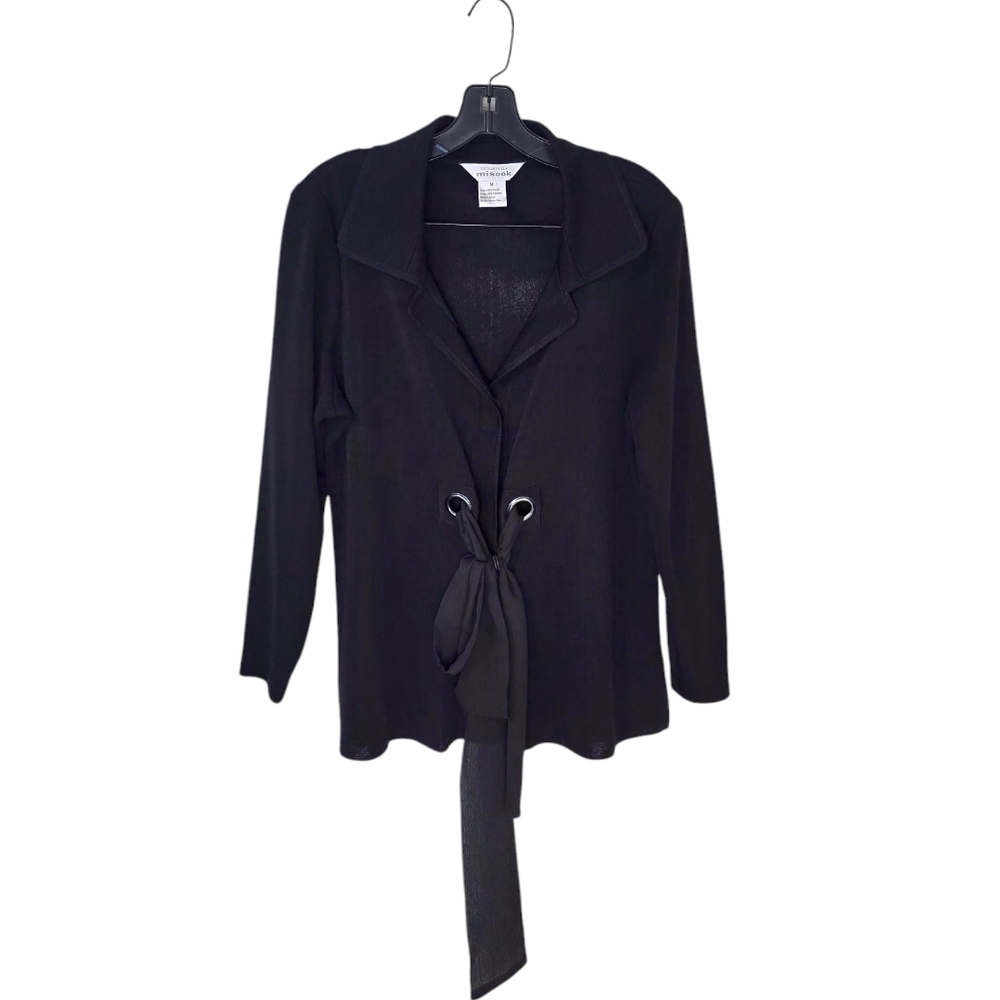 EXCLUSIVELY MISOOK BLACK TIE BELT CARDIGAN‎ SZ Medium JACKET BLAZER